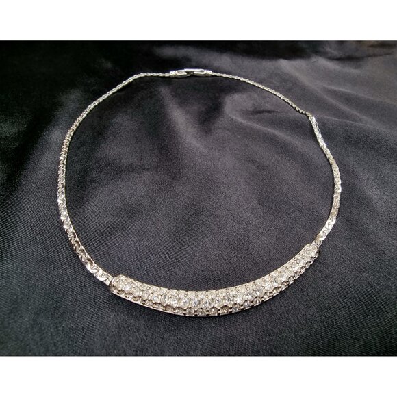 Vintage Swarovski Crystal Necklace Silver-Tone Elegant Chain With Rhinestone Acc - Picture 3 of 6